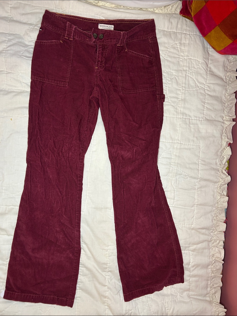 Tommy Hilfiger flare wide leg Burgundy Corduroy pants